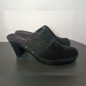 Sonoma Y2K Velvet Block Heel Mules Black Womens 7 Embossed Stud Goth Whimsigoth